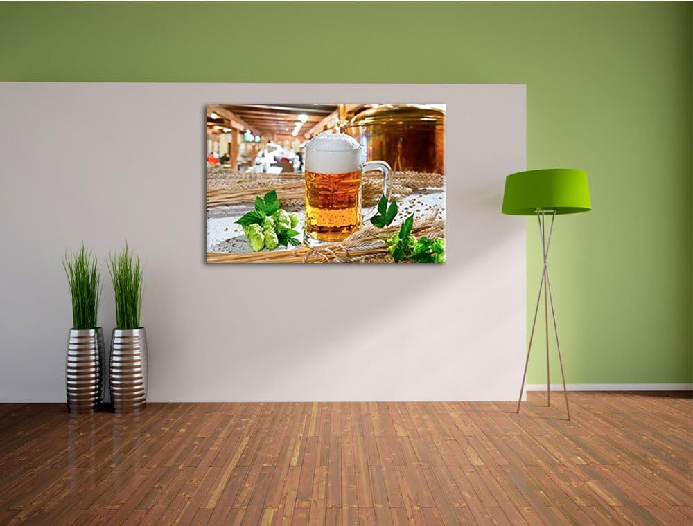 Deutsches frisches Bier Format: 100x70 auf Leinwand, XXL riesige Bilder fertig gerahmt mit Keilrahme