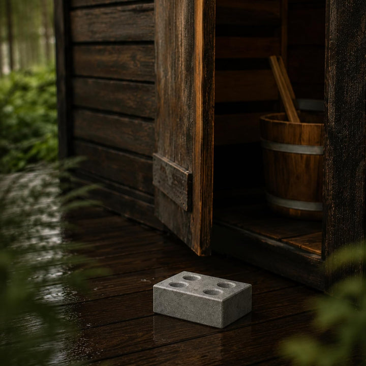 Saunastein Speckstein mit 4 Bohrungen | Handgefertigter Dampfstein für Sauna | Für langanhaltenden A