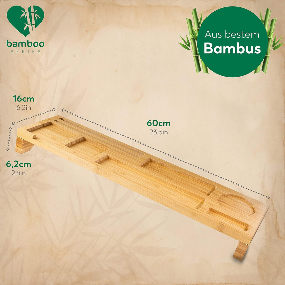 Rubberneck Bambus Schreibtisch Organizer mit Handy-, Tablethalterung - für Tastatur, Maus, Büro Zube