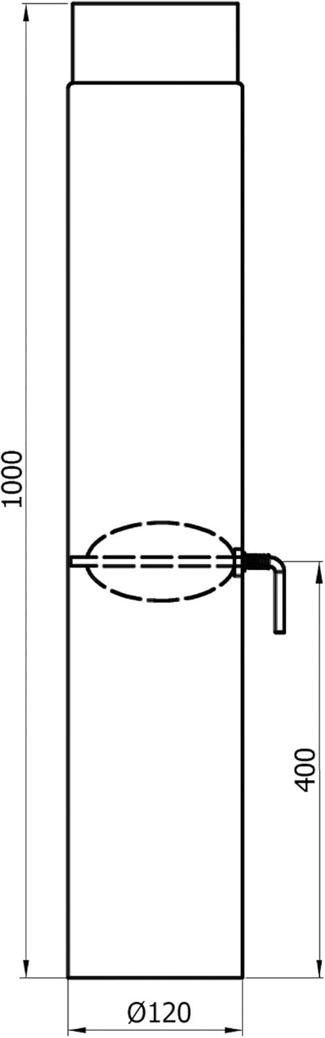 raik Rauchrohr/Ofenrohr 120 mm Durchmesser Länge 1000 mm mit Zugregulierung Stahlblech 2 mm Gussgrau