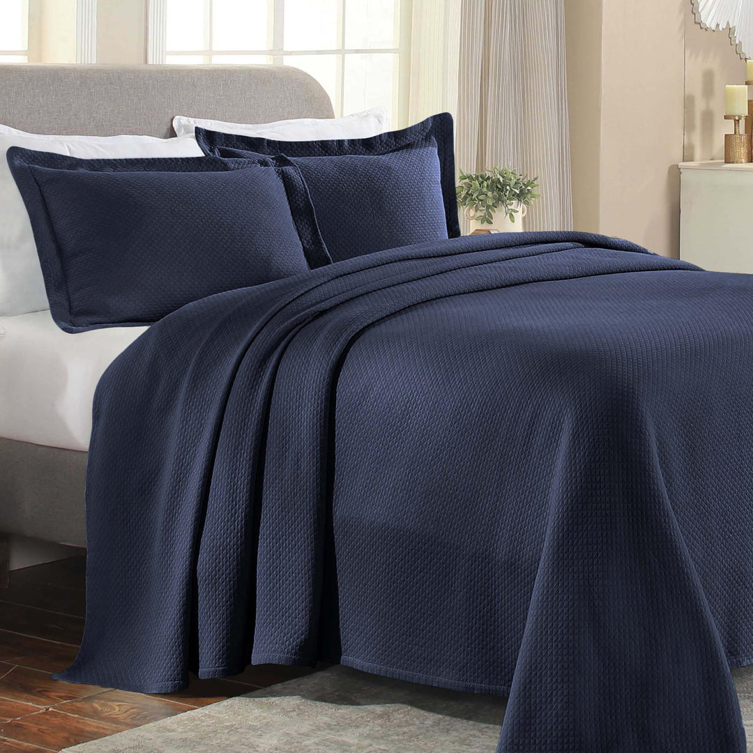 Superior Cotton Bedspread, Navy Blue, Twin Twin Marineblau, Twin Marineblau