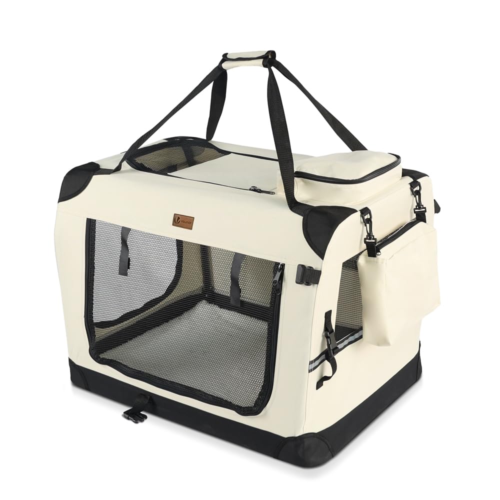 VOUNOT Hundebox faltbar, Transportbox Katze Hunde, Hundetasche, Oxford-Gewebe, Netzstoff, Atmungsakt