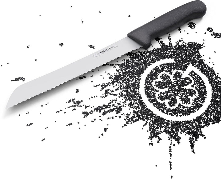 Giesser seit 1776 - Made in Germany - Brotmesser schwarz, Basic Black, Klinge 21 cm, Wellenschliff,