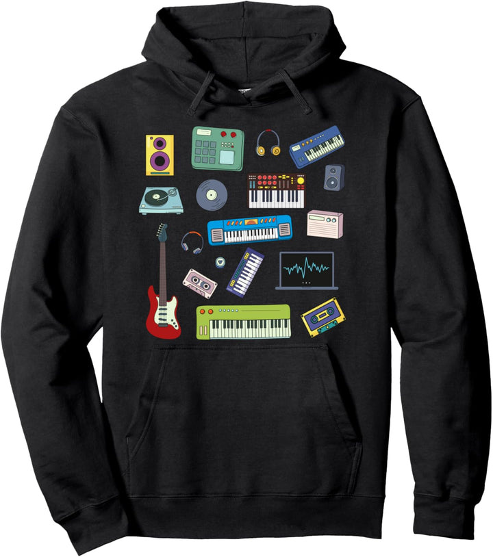 Retro Synthesizer Gitarre Music Producer Pullover Hoodie
