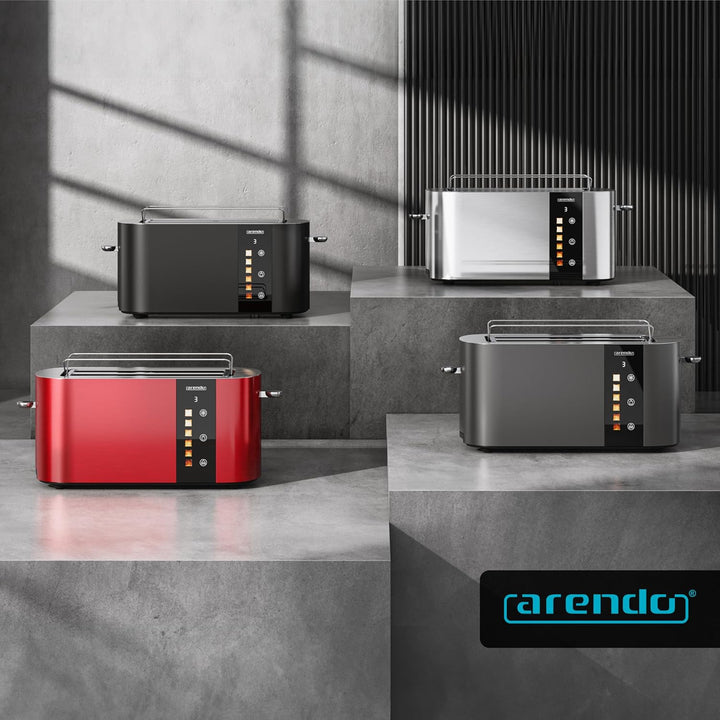 Arendo - Edelstahl Toaster 2 Scheiben - Touchscreen – Doppelwandgehäuse – 800 W – Integrierter Brötc