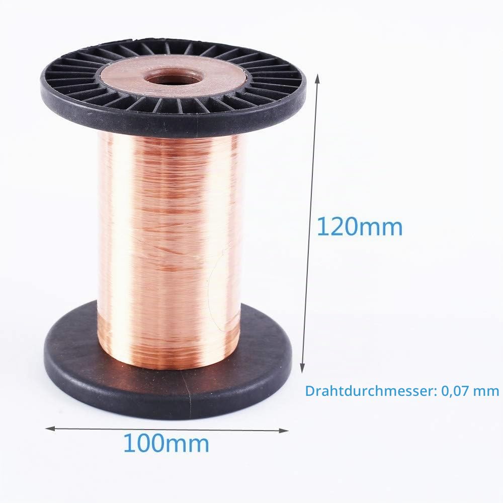 Kupferlackdraht, 0,07mm x 2700m Magnetdraht, 100g, Isoliert Wickeldraht Kupferdraht zur Herstellung