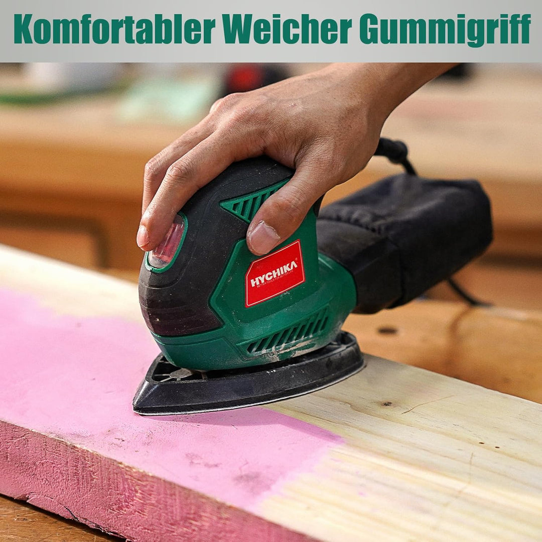 HYCHIKA Schwingschleifer, 200 W, 14000 U/min, dreieckiger Schleifer, vibrierend, mit 12 Schleifblätt