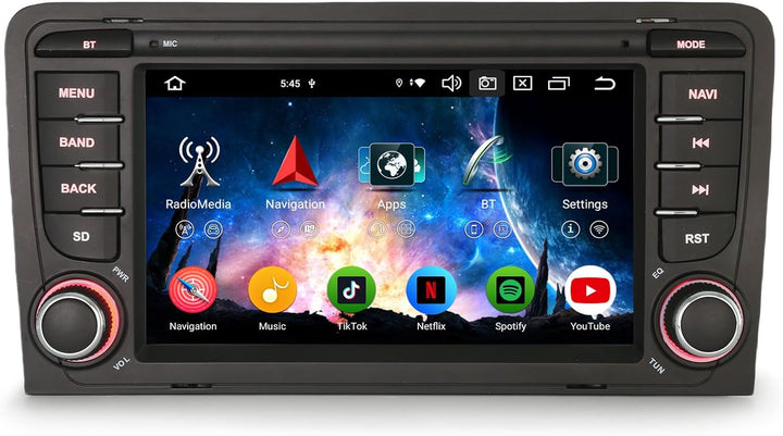 Erisin 8-Kern 4GB RAM+64GB ROM Android 14 Autoradio 2Din mit GPS Navi für Audi A3 S3 RS3 RNSE-PU 7 Z