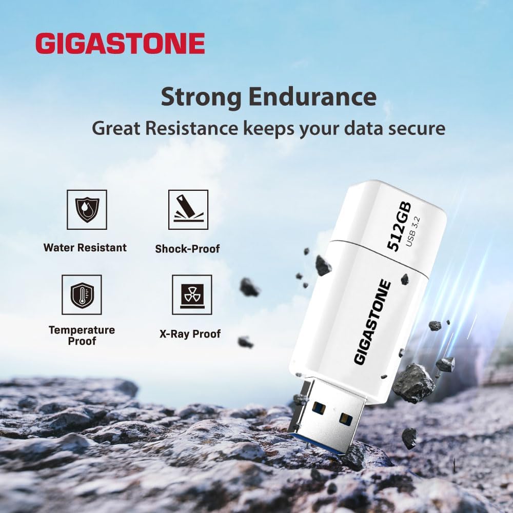 Gigastone Z60 128GB 5-Pack USB 3.2 Gen1 Flash Drive, R/W 120/60MB/s Ultra High Speed Pen Drive, Capl