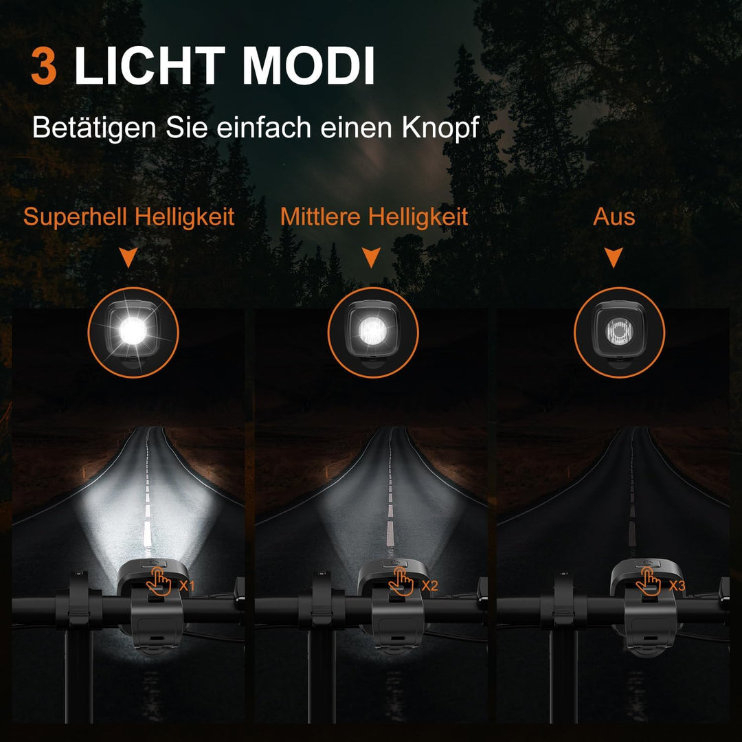 Antimi Fahrradleuchten-Set, StVZO-zugelassen Beleuchtungsset Led IPX5 Frontlicht + Rücklicht Fahrrad