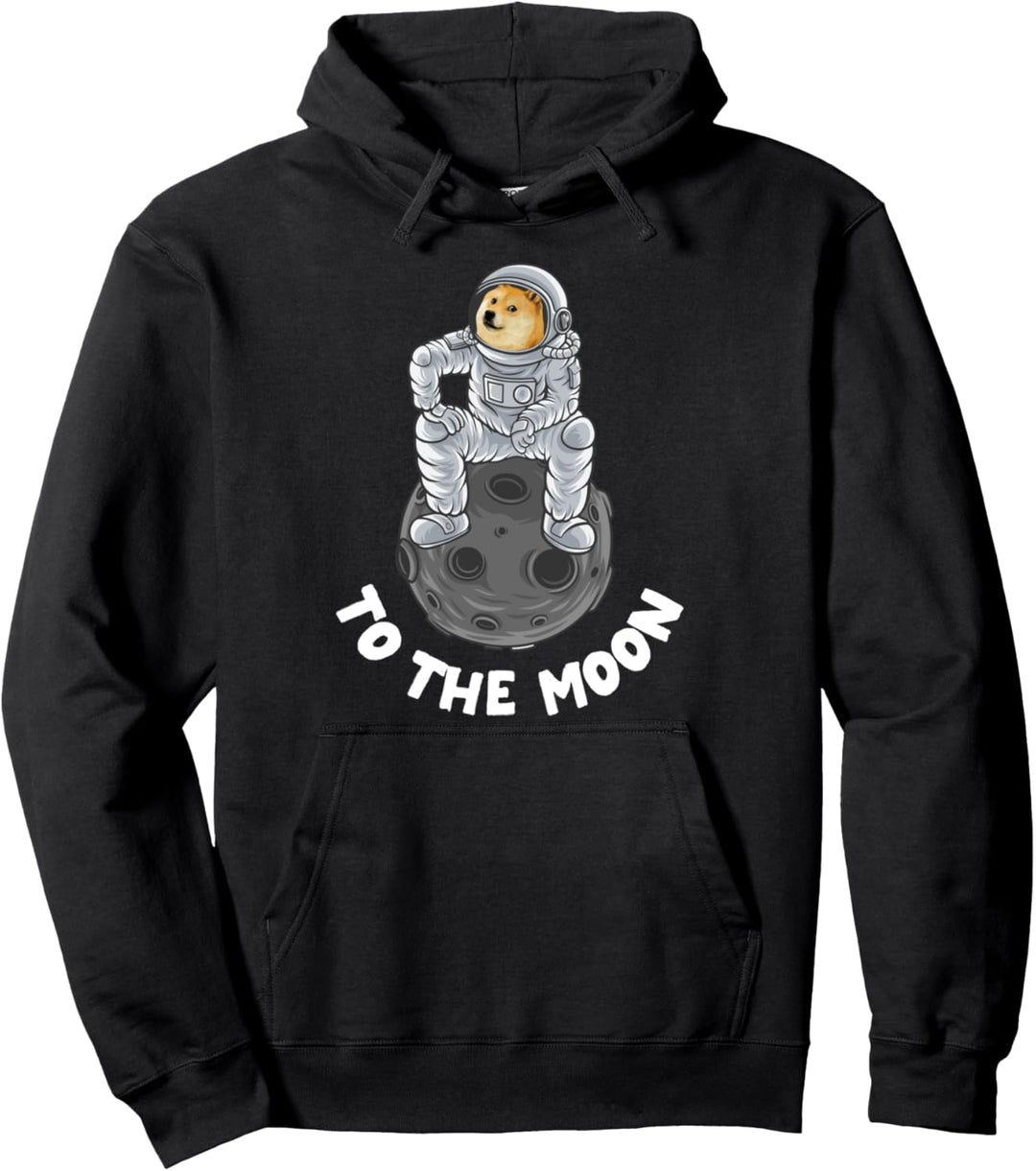 Lustige Internet Meme Mond Raum Design Krypto Dogecoin Pullover Hoodie
