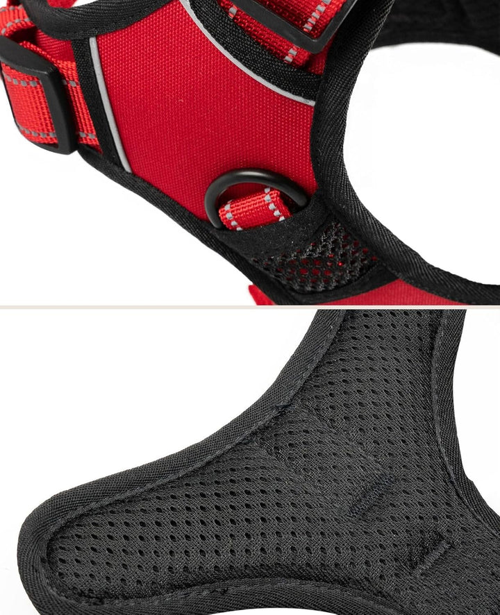 lionto Hundegeschirr gepolstert aus weichem Nylon, Grösse M, reflektierendes Anti Zug Geschirr für H