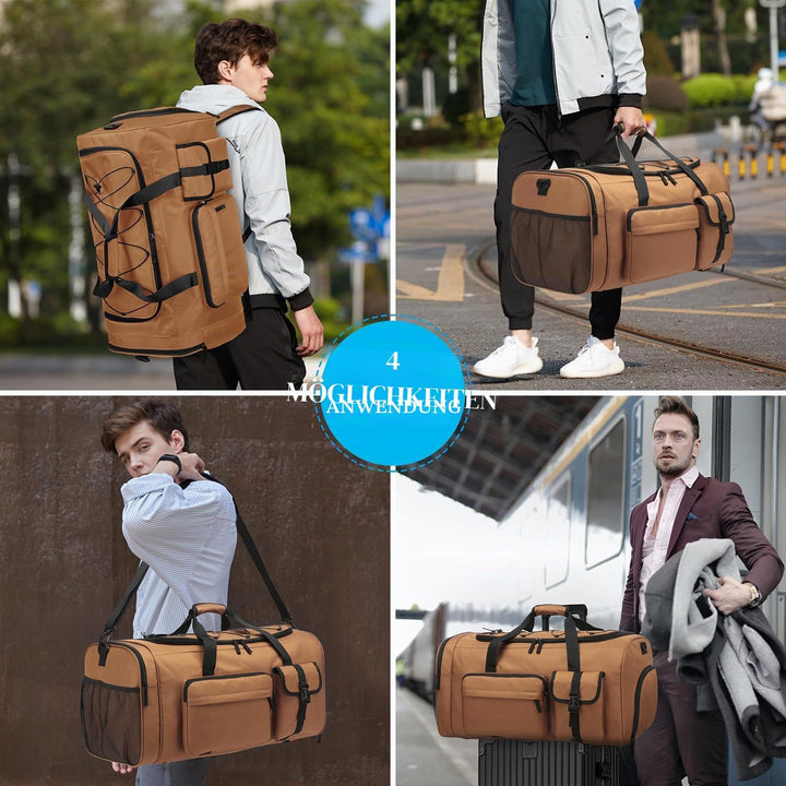 70L Sporttasche Extra Gross Sportrucksack Herren mit Schuhfach Wochenend Sport Reisetasche mit Rucks