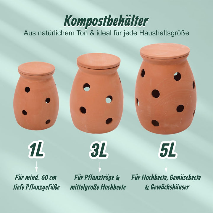 Relaxdays Wurmkomposter zum Eingraben, 5 L, Wurmturm für Küchenabfälle, Deckel, Komposter Garten & B