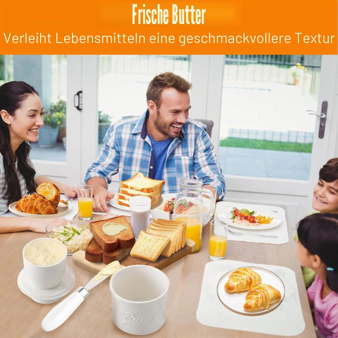 Keramik Butterdose mit Deckel und Buttermesser,Französische Buttertopf mit Wasserlinie,Butterbehälte