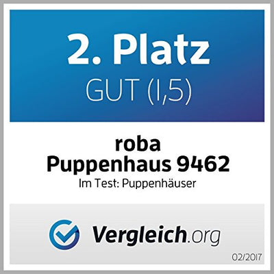 roba Puppenhaus, Puppenvilla inkl. 16 Puppenmöbel, Mädchen-Spielzeug liebevoll bedruckt Pastell, Pas