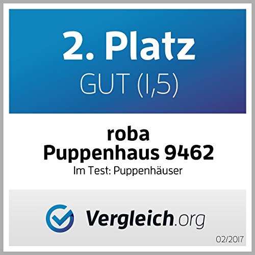 roba Puppenhaus, Puppenvilla inkl. 16 Puppenmöbel, Mädchen-Spielzeug liebevoll bedruckt Pastell, Pas