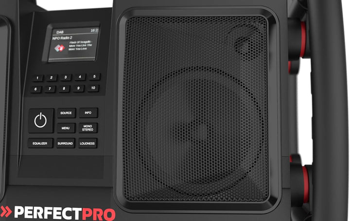 PerfectPro Baustellenradio ROCKBULL, DAB+ und UKW-Empfang, Bluetooth, AUX-Eingang, Akku integriert,