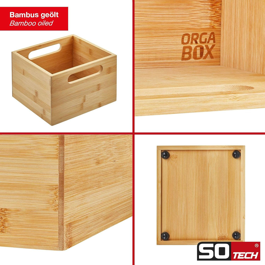 SOTECH ORGA-BOX Organisations-Container Bambus geölt 200 x 225 x 150 mm für Apothekerschränke und Sc