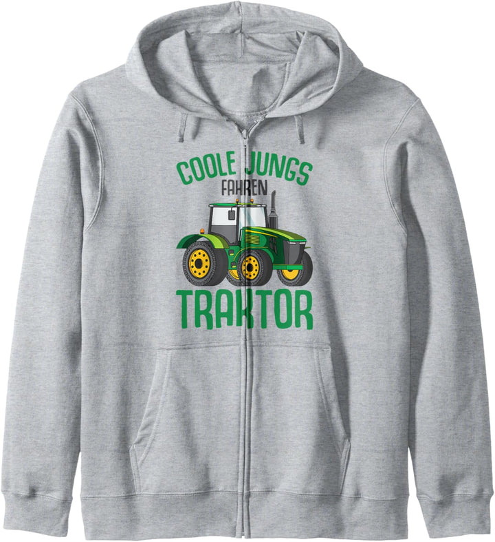 Coole Jungs fahren Traktor Trecker Kinder Junge Kapuzenjacke