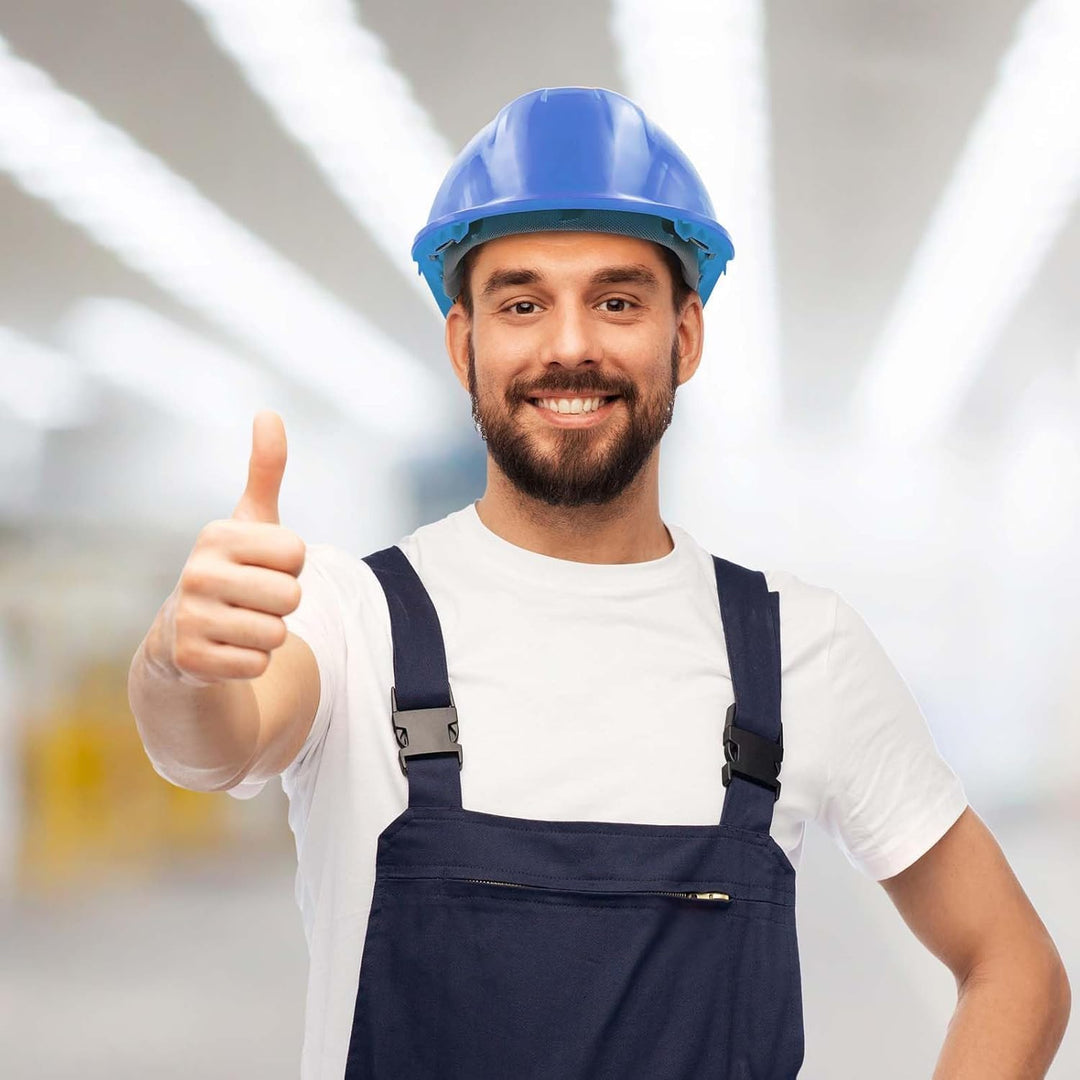 Bauhelm EN397, Mustbau Sicherheitshelm, Arbeitshelm Schutzhelm mit DIY Steckplätze für 53-65 cm Kopf