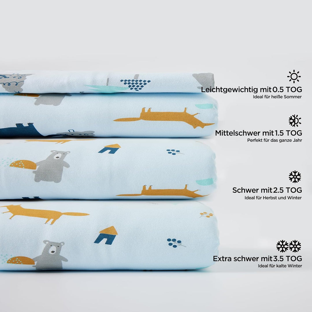 Duomiaomiao Schlafsack mit füssen, Sommerschlafsack mit füssen,100% Baumwolle Baby,Sommerschlafsäcke