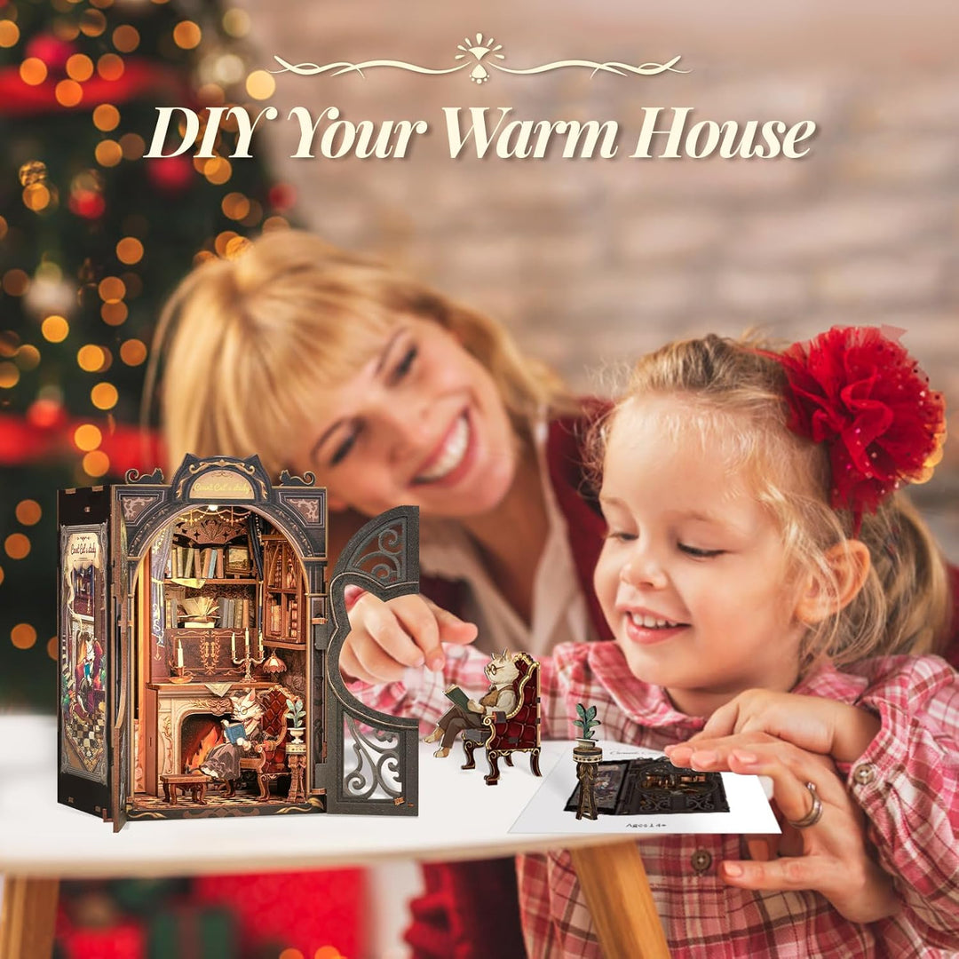CUTEBEE Book Nook Kit - DIY Miniature House,Puppenhaus Miniatur Haus Selber Baue Bausatz mit Staubsc