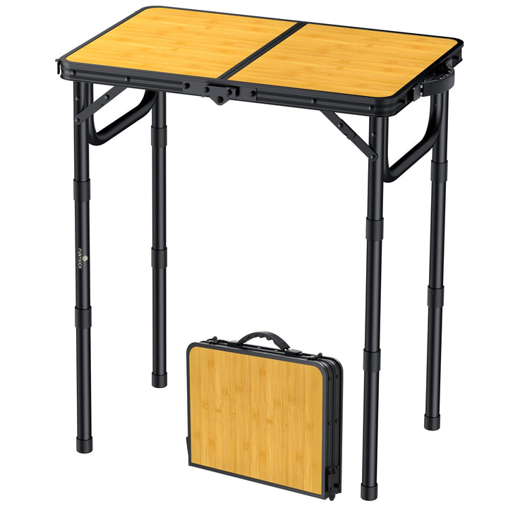 FUNYKICH Campingtisch Klapptisch 58x40cm, Faltbarer Grilltisch mit 3 Höhen Verstellbarer(26/48/70cm)
