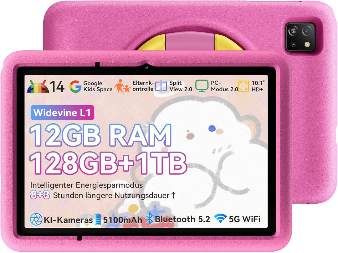 Blackview TabA6Kids Kinder Tablet Android 14 ,12GB RAM+128GB ROM(1TB TF) Octa Core Tablet für Kinder