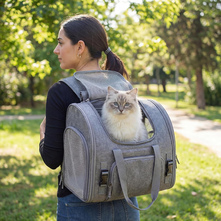 Atmungsaktiver Katzenrucksack, erweiterbarer &amp; Faltbarer Haustier-Reiserucksack, Transportrucksack f