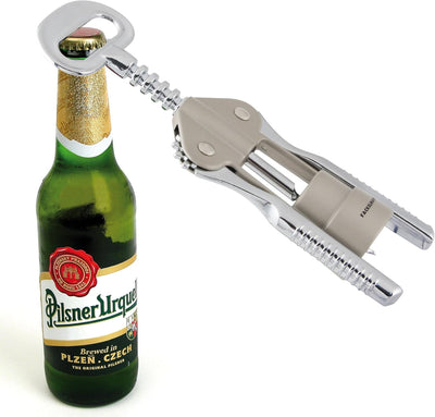 FACKELMANN Wein-/Proseccoöffner, 49456 Korkenzieher für Kunststoffkorken, Kellnermesser mit Kapselhe
