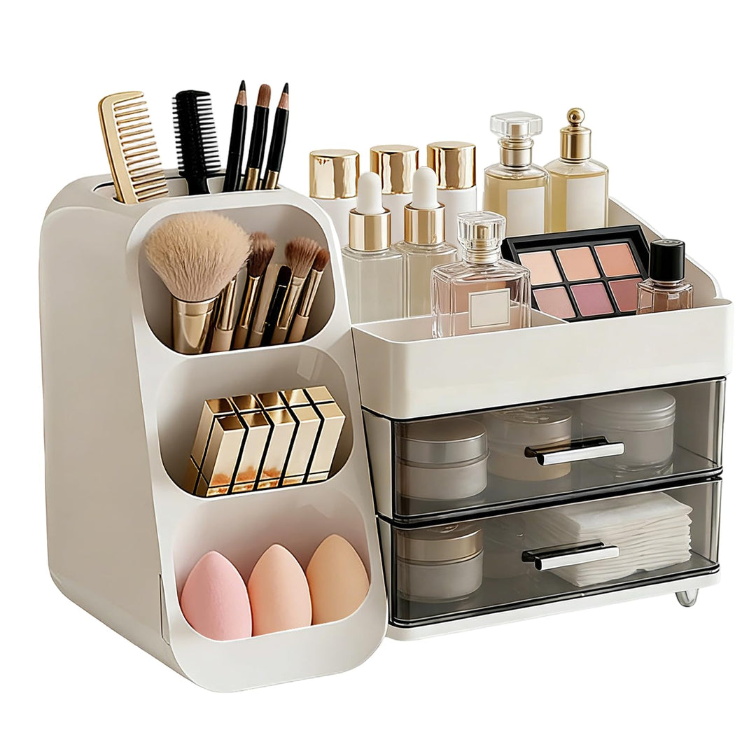 Kosmetik Organizer mit Schubladen,Schminktisch Organizer Grosse für Makeup,Schminke und Skincare Auf