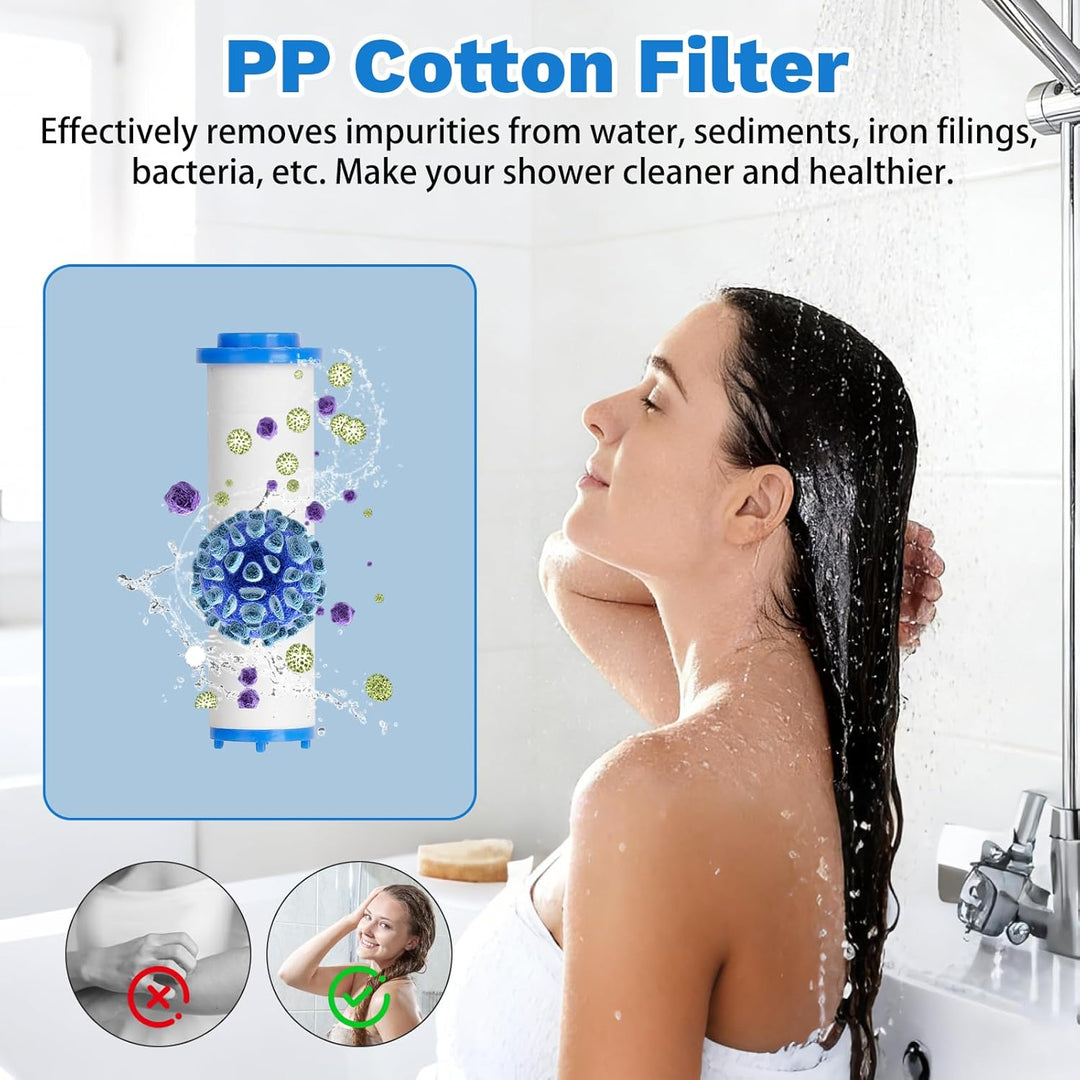 Duschkopf mit Filter, Hochdruck Handbrause mit 2 M Schlauch, Brausekopf Dusche, 4 Strahlarten, Dusch