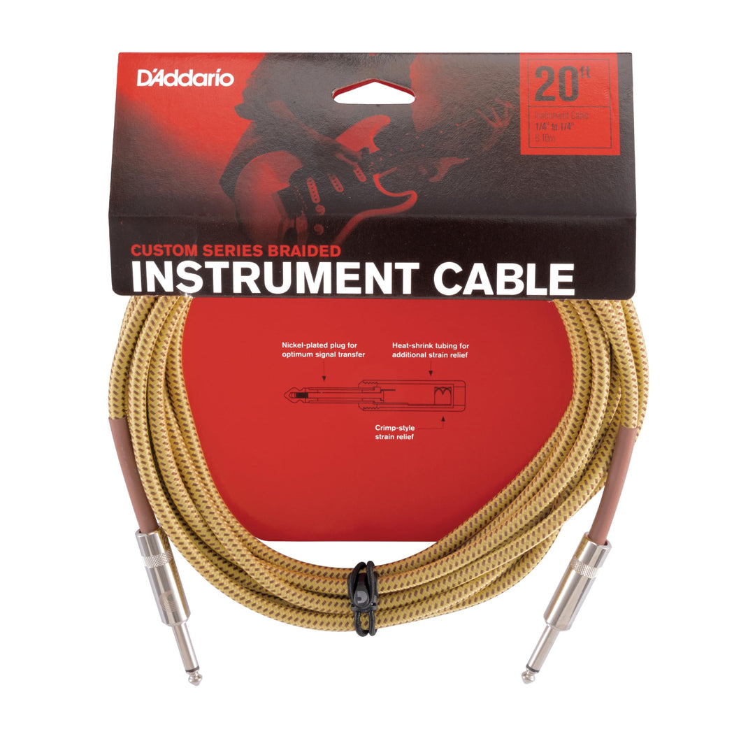 D'Addario Custom Series Instrumentenkabel mit Flechtschirm, Tweed, 6 m