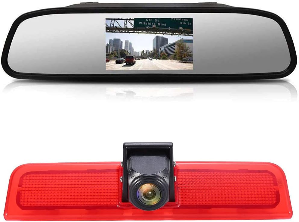 【4.3'' Rückspiegel Monitor + Rückfahrkamera Transporter】im 3. Bremsleuchte HD Rückfahrkamera für VW