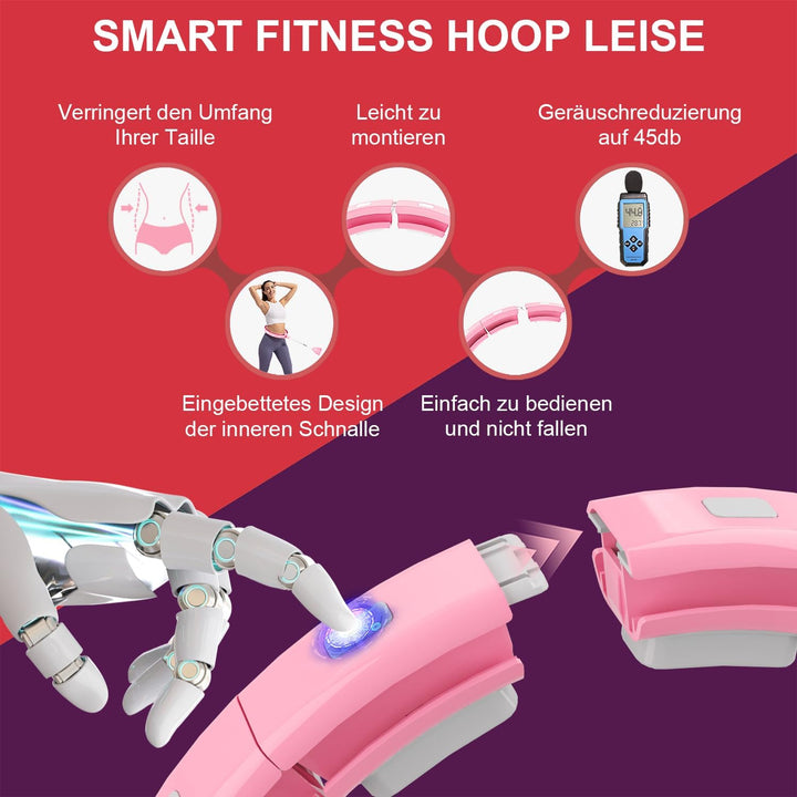 Smart Fitness Hoop Reifen mit Taillenband für Erwachsene &amp; Anfänger – Leiser Hula-Hoop zum Abnehmen,