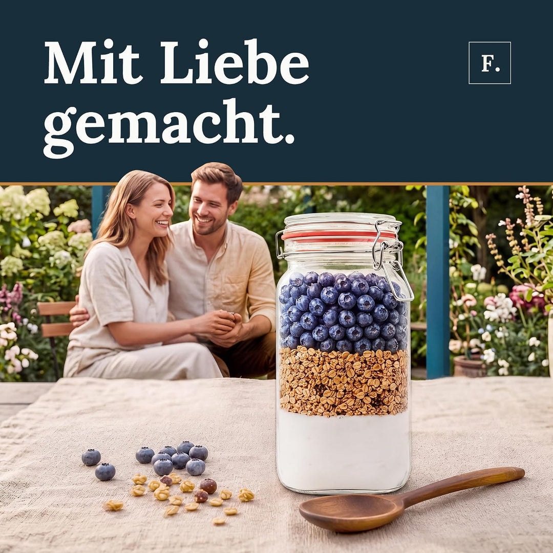 Flaschenbauer- 3 Drahtbügelgläser 2590ml verwendbar als Einmachglas und Fermentierglas, zu Aufbewahr