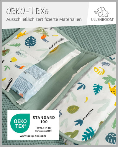 ULLENBOOM Windeltasche für unterwegs, Salbeigrün Regenwald, Made in EU - Wickeltasche für bis zu 3 W