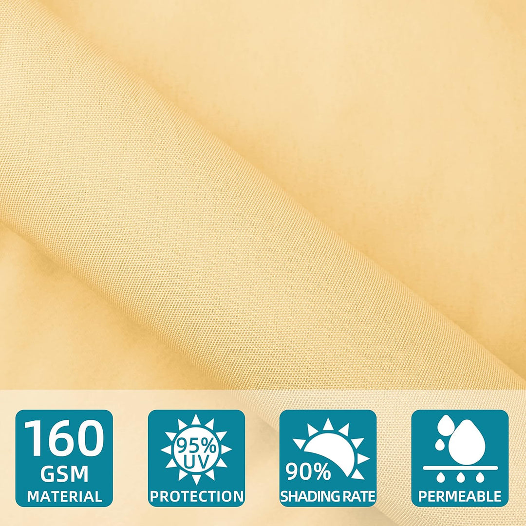 Sunnylaxx 4x4m Sonnensegel Quadrat, Wasserdicht Sonnenschutz Sunsegel Color Sand, 95% UV-Schutz,für