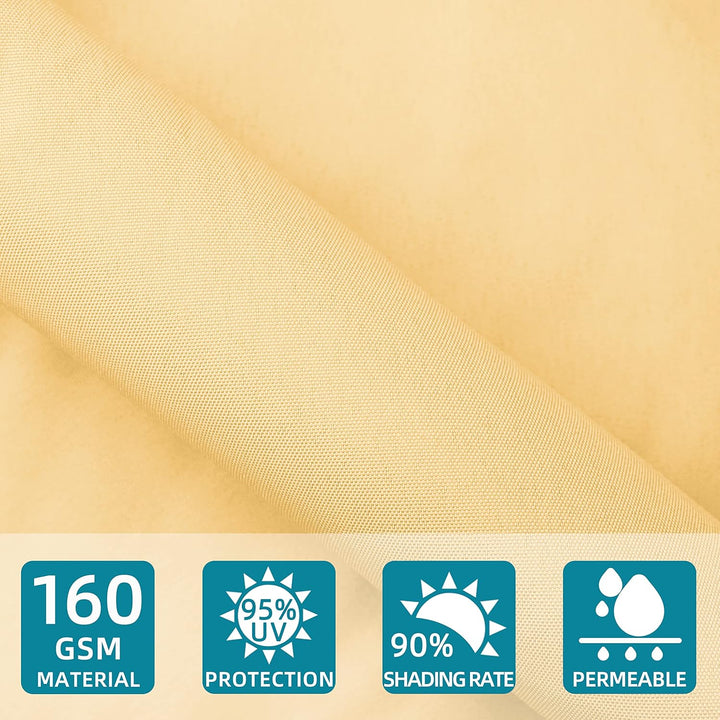 Sunnylaxx 4x4m Sonnensegel Quadrat, Wasserdicht Sonnenschutz Sunsegel Color Sand, 95% UV-Schutz,für