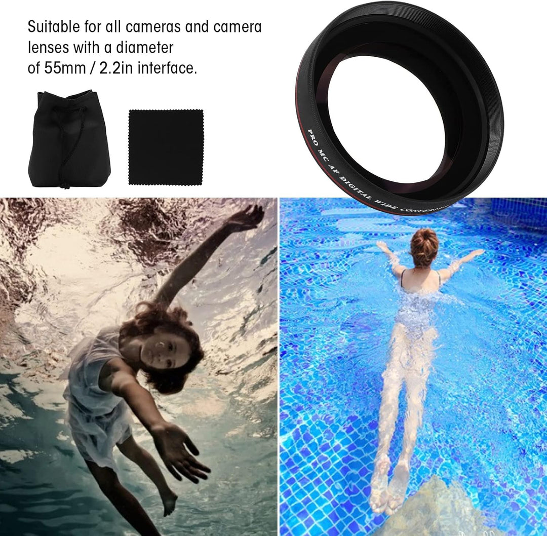 Zunate Weitwinkel-Objektivfilter, 55 Mm 0,45X Ultra Slim Weitwinkel-Objektivfilter, für Durchmesser