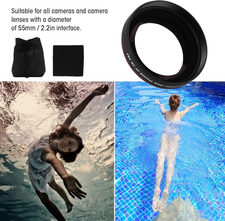 Zunate Weitwinkel-Objektivfilter, 55 Mm 0,45X Ultra Slim Weitwinkel-Objektivfilter, für Durchmesser