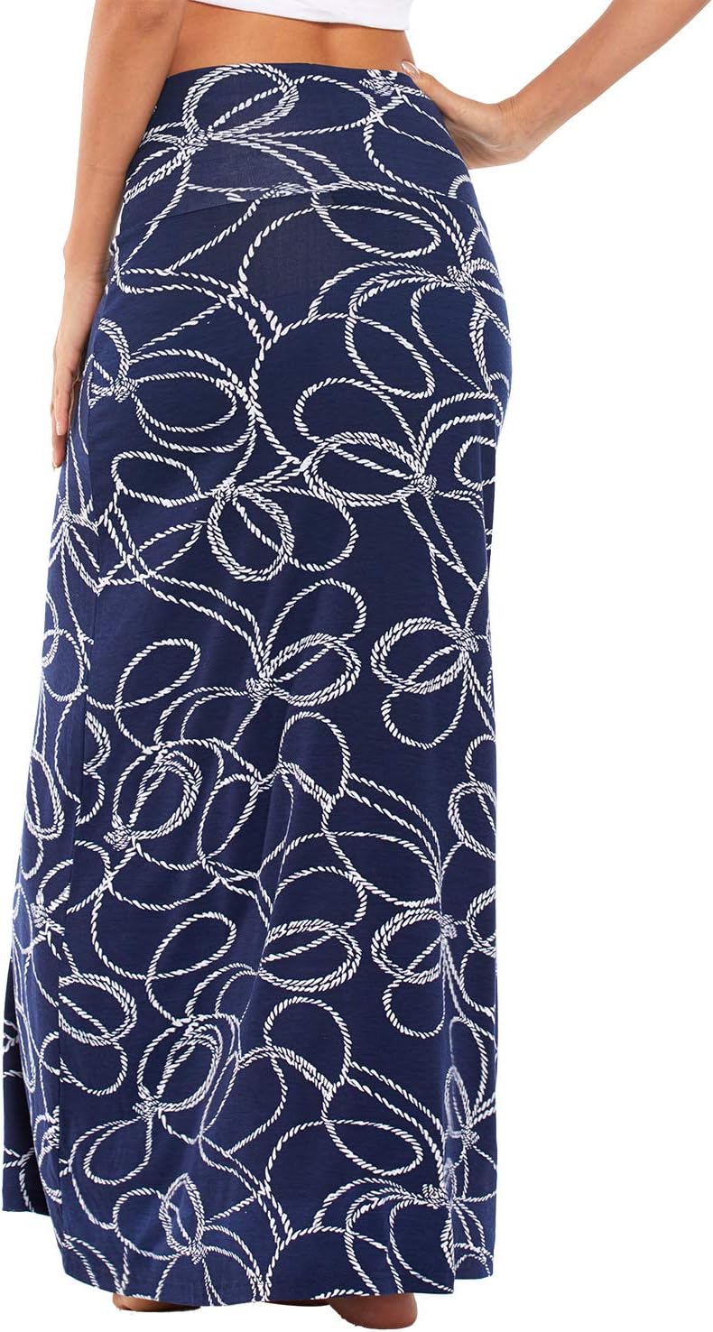 Damen Sommer Hohe Taille Boho Yoga Maxi Rock Elastisch Pull On Lang Röcke M 10, M 10