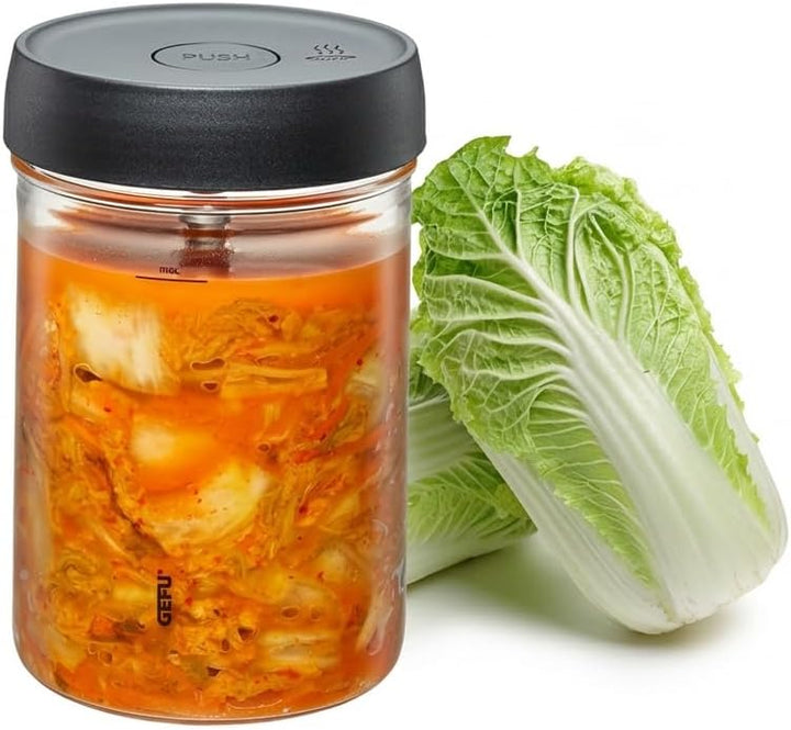 GEFU Fermentierglas NATIVO 1 Liter, inkl. Beschwerungsgewicht, Fermentationsglas mit Gewicht und Dec