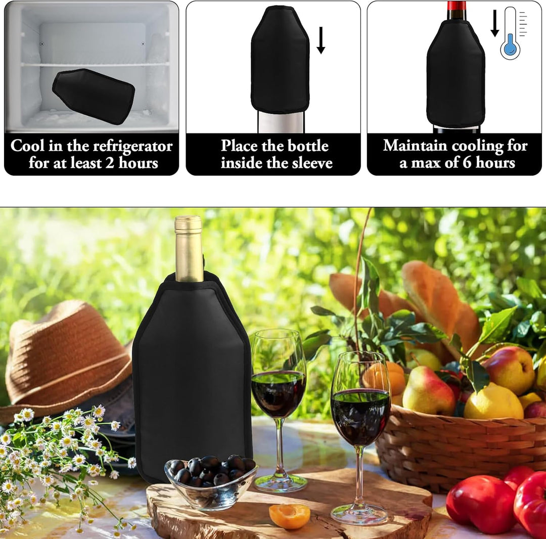 2 Stück Weinkühler Manschette - Kühlmanschette für Wein &amp; Sekt - Flaschenkühler für unterwegs - Wein