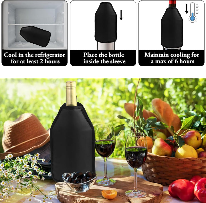 2 Stück Weinkühler Manschette - Kühlmanschette für Wein &amp; Sekt - Flaschenkühler für unterwegs - Wein
