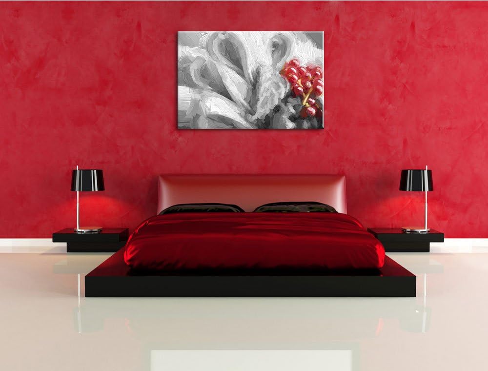 bunte frische Obstschale schwarz/weiss Deluxe Format: 100x70 cm auf Leinwand, XXL riesige Bilder fer