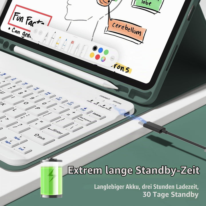 JKSML Hülle mit Tastatur für iPad Pro 11 Zoll 4./3./2.Generation (2022/2021/2020) mit Stifthalter, A