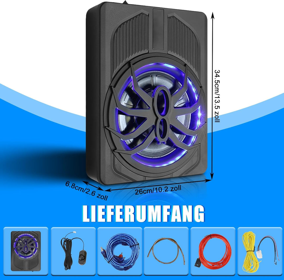 10 Zoll 800W Ultra-Dünner Aktiv-Subwoofer Für Auto/Truck Mit Verstärker, 24dB Starker Bass, Tiefpass