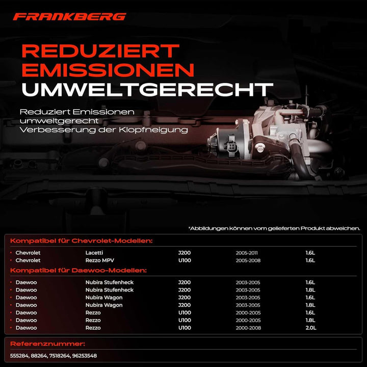 Frankberg AGR-Ventil Kompatibel mit Lacetti J200 Rezzo Grossraumlimousine U100 Nubira KLAN Rezzo KLA